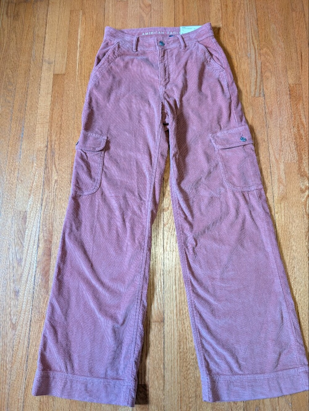 NWT American Eagle Super High-Rise Baggy Wide-Leg Corduroy Cargo Pants